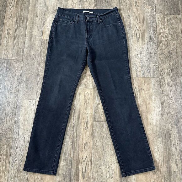 Levi's 505 STRAIGHT Leg Size 8 Short Black Mid Rise Jeans Denim Pants 8S 30x29 - Picture 1 of 13
